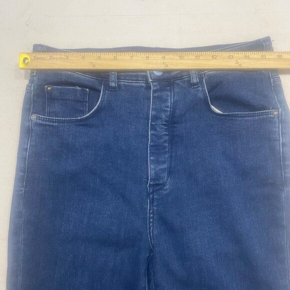 Pilcro The Icon Flare Jeans Size 30 Anthropology Dark Wash High-Rise Button Fly - Picture 9 of 14